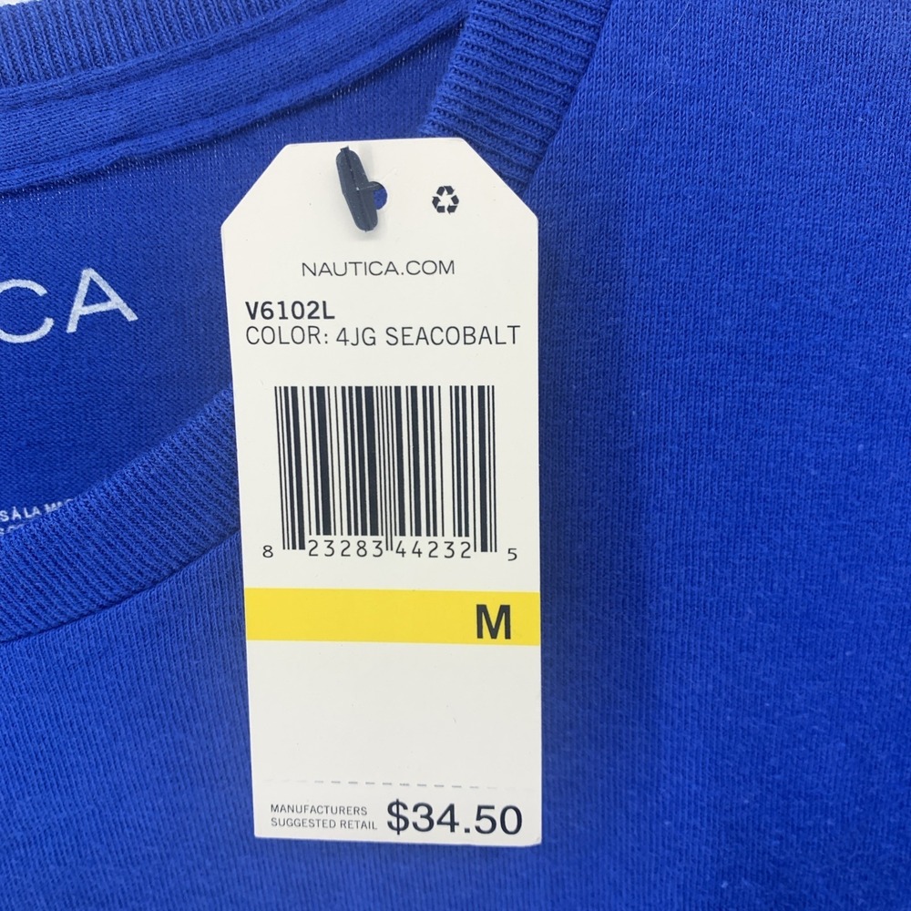 New Nautica Men's T-Shirt Sea cobalt Blue  Short Sleeve Size Medium 100% Cotton - Picture 6 of 8